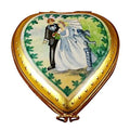Heart with Wedding Couple Studio Collection Limoges Box, a hand-painted Limoges porcelain gift
