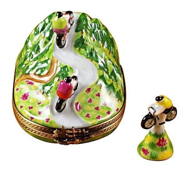 Hill Climbing Bicycles Limoges Box, a hand-painted Limoges porcelain gift