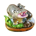 Hippo and Baby Limoges Box for Animal Lovers, a hand-painted Limoges porcelain gift