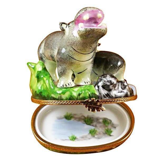 Hippo and Baby Limoges Box for Animal Lovers, view 2