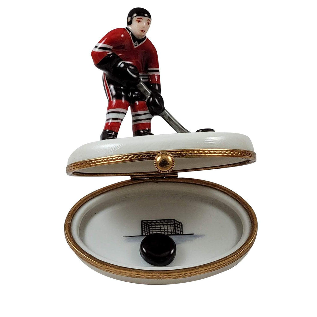 Hockey Player with Removable Puck Limoges Box Collectible, view 3