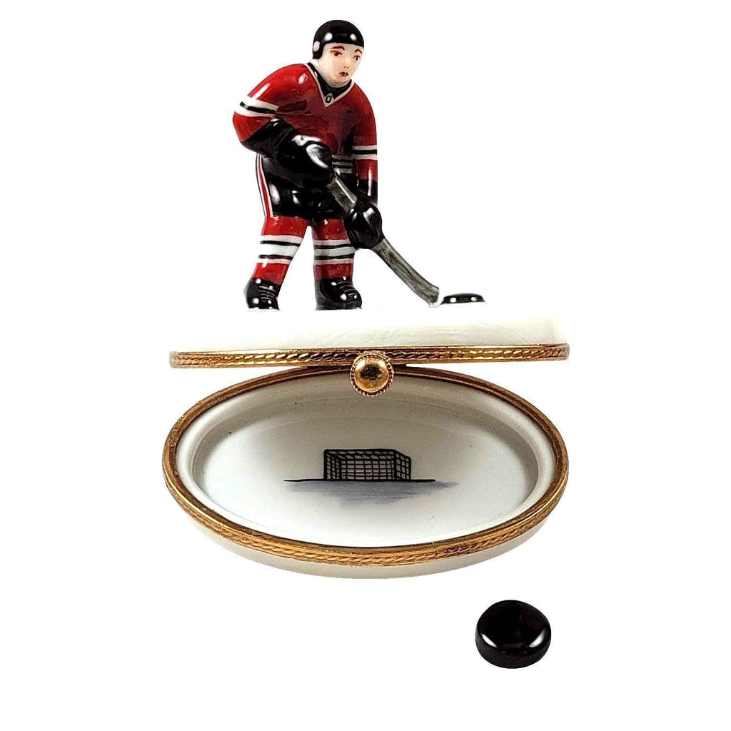 Hockey Player with Removable Puck Limoges Box Collectible, view 2
