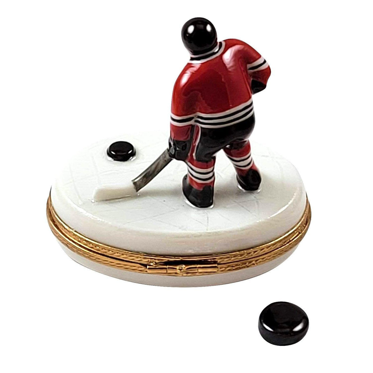 Hockey Player with Removable Puck Limoges Box Collectible, view 4