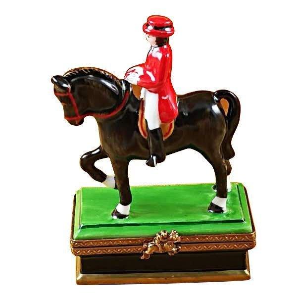Horse with Rider Dressage Limoges Box, a hand-painted Limoges porcelain gift