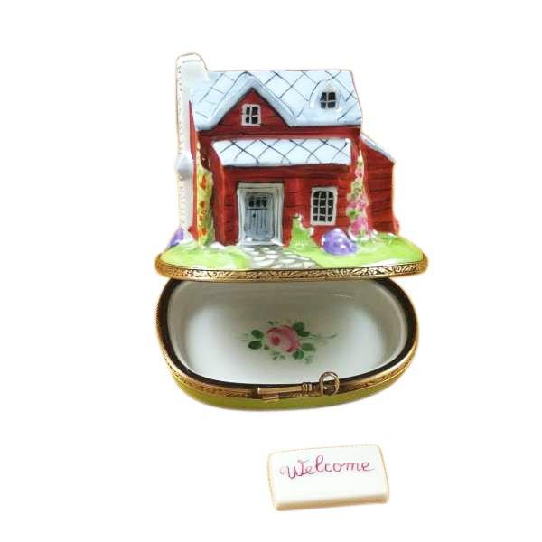 House Cottage Welcome Plaque Limoges Box, view 2