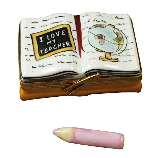 I Love My Teacher Book Limoges Box, a hand-painted Limoges porcelain gift