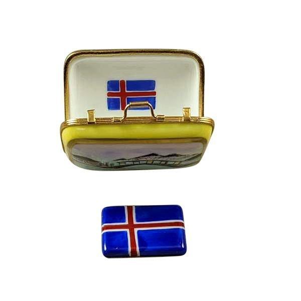 Iceland Suitcase with Removable Flag Limoges Box, view 4
