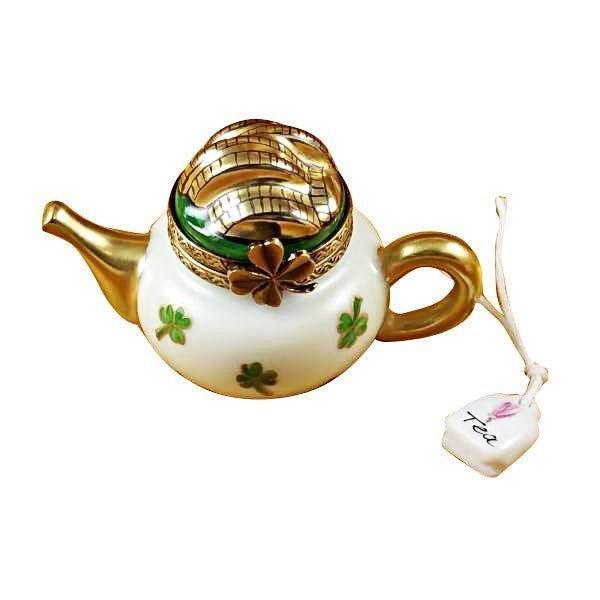 Irish Teapot Limoges Box for Tea Lovers, a hand-painted Limoges porcelain gift