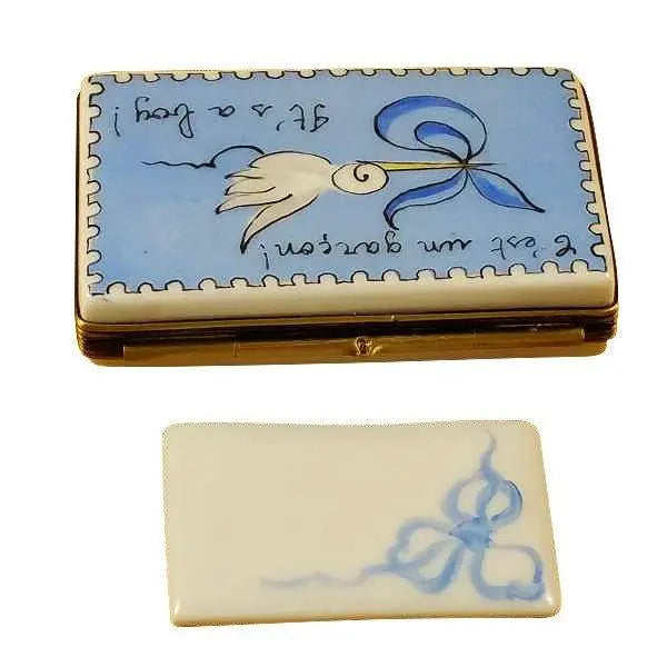 It's a Boy Blue Stork Limoges Box, view 3