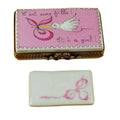 Its a Girl Pink Stork Limoges Box, a hand-painted Limoges porcelain gift