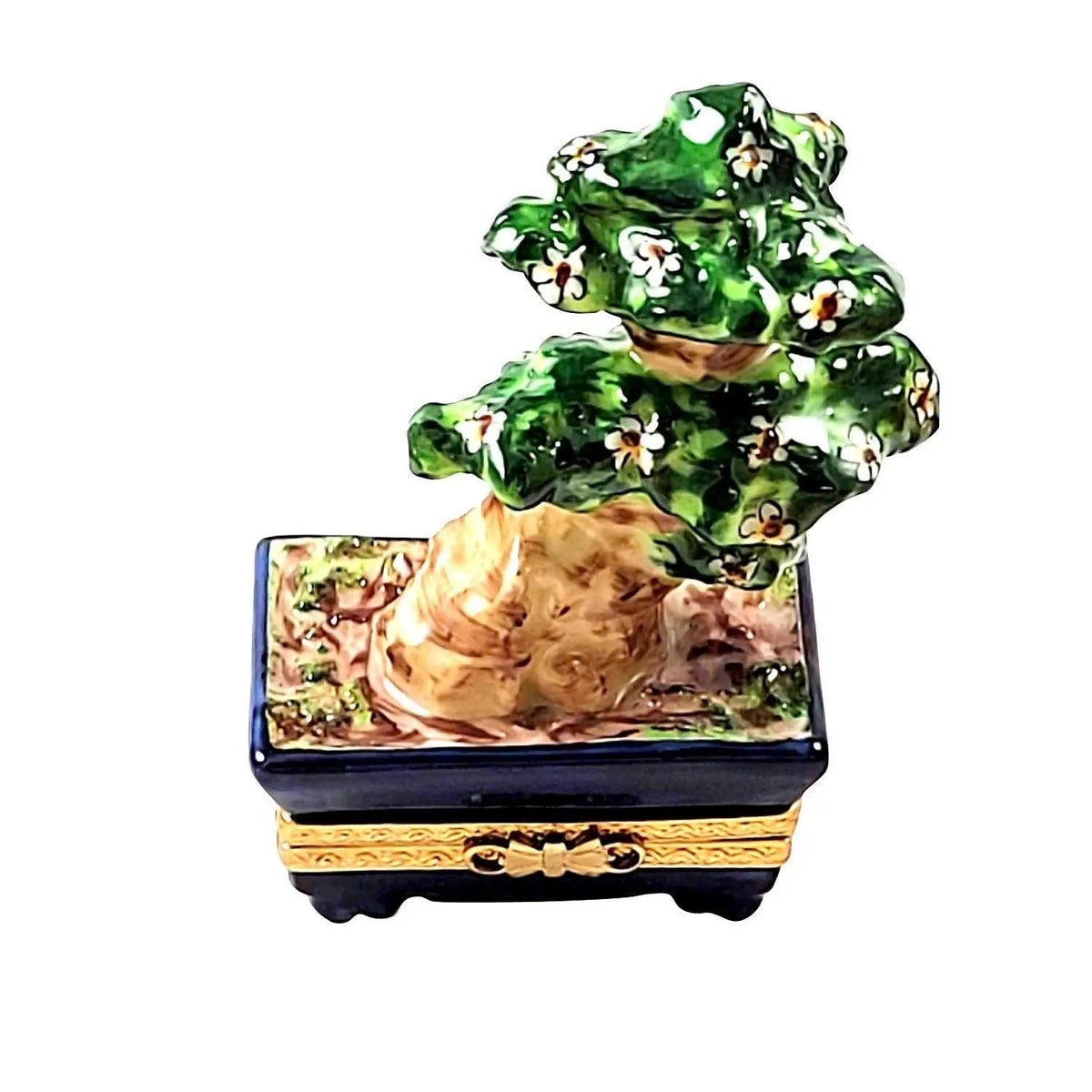 Japanese Bonsai Tree Figurine Limoges Box Decor, a hand-painted Limoges porcelain gift