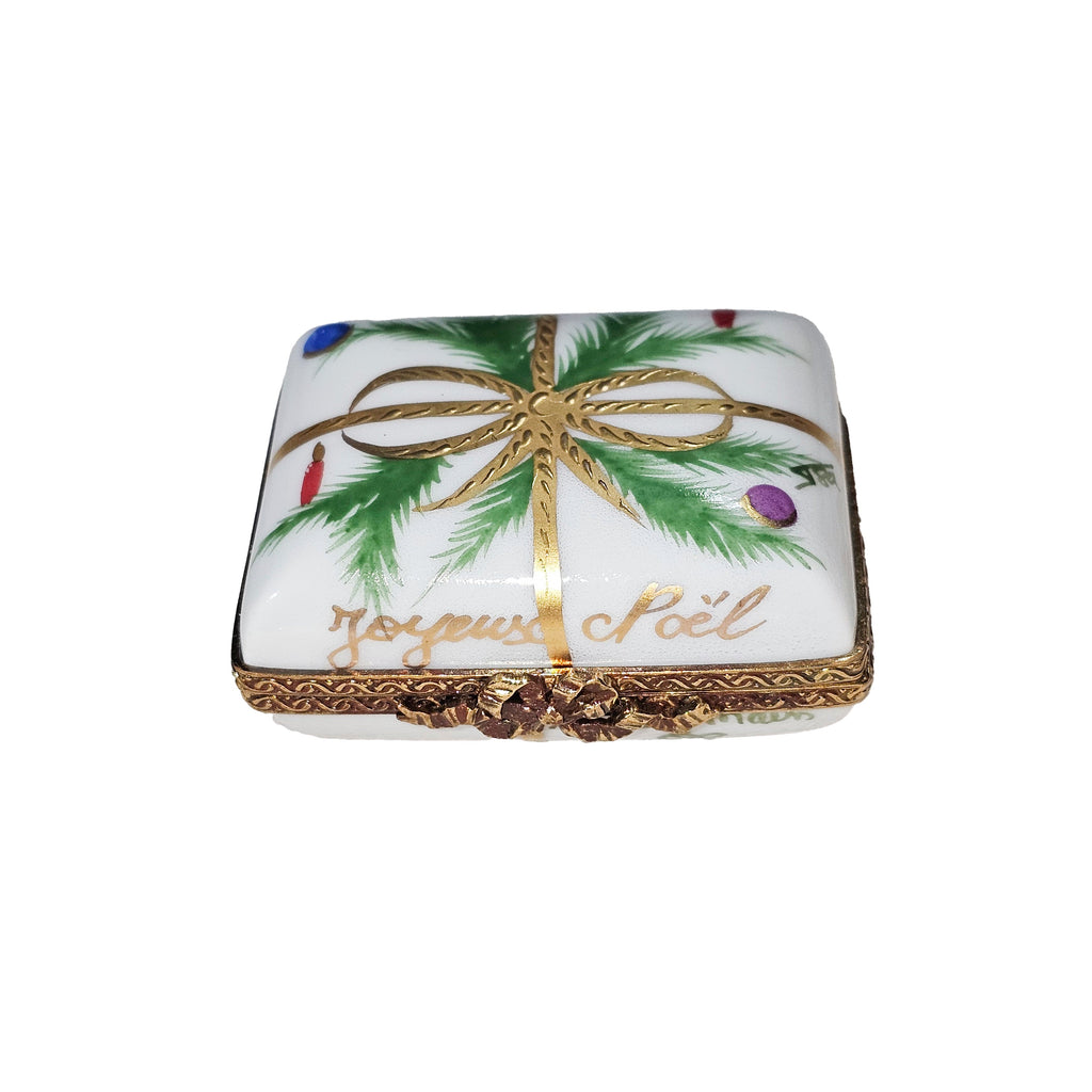 Joyeux Noel Rectangle Limoges Box, a hand-painted Limoges porcelain gift