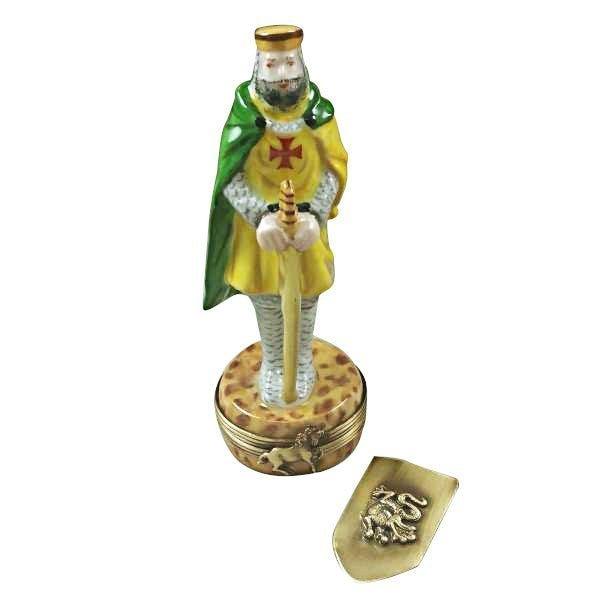 King with Sword and Removable Shield Limoges Box Collectible, a hand-painted Limoges porcelain gift