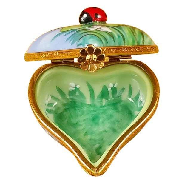Ladybug on Heart Jewel My Love Limoges Porcelain Art Object, view 2