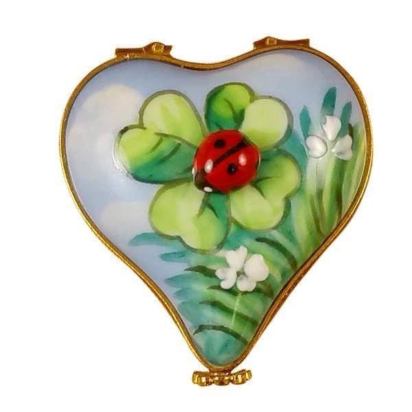 Ladybug on Heart Jewel My Love Limoges Porcelain Art Object, view 3