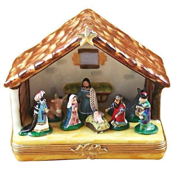Large Nativity Limoges Box Holiday Gift, a hand-painted Limoges porcelain gift
