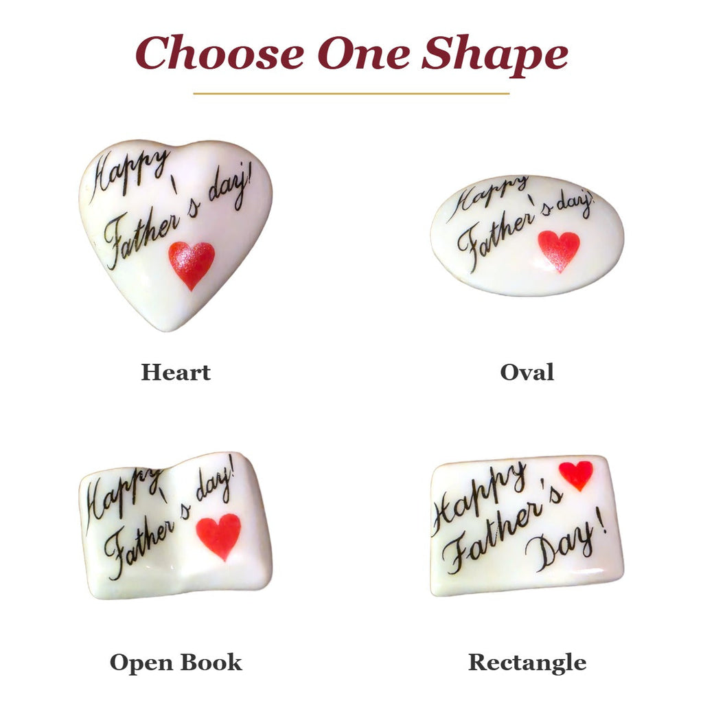 Happy Father's Day! porcelain goodie trinkets in all shapes: heart, oval, open book, rectangle