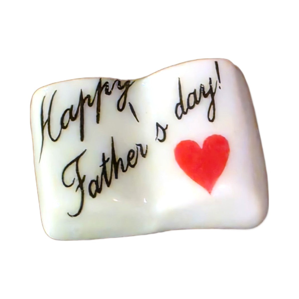Happy Father's Day! porcelain goodie trinket, open book shape, 5/8 inch wide, with a red heart