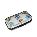 Light Blue w Flowers on Rectangle Porcelain Art Object Limoges, a hand-painted Limoges porcelain gift