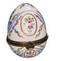 White Egg Light Blue w Flower Limoges Box, a hand-painted Limoges porcelain gift