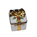 Christmas Gift Box: Light Blue Square Box, a hand-painted Limoges porcelain gift