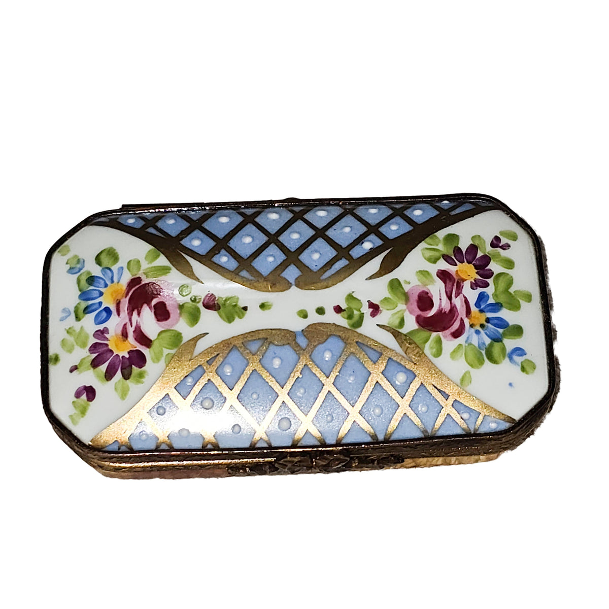 Light Blue Long Rectangle with Roses, view 3