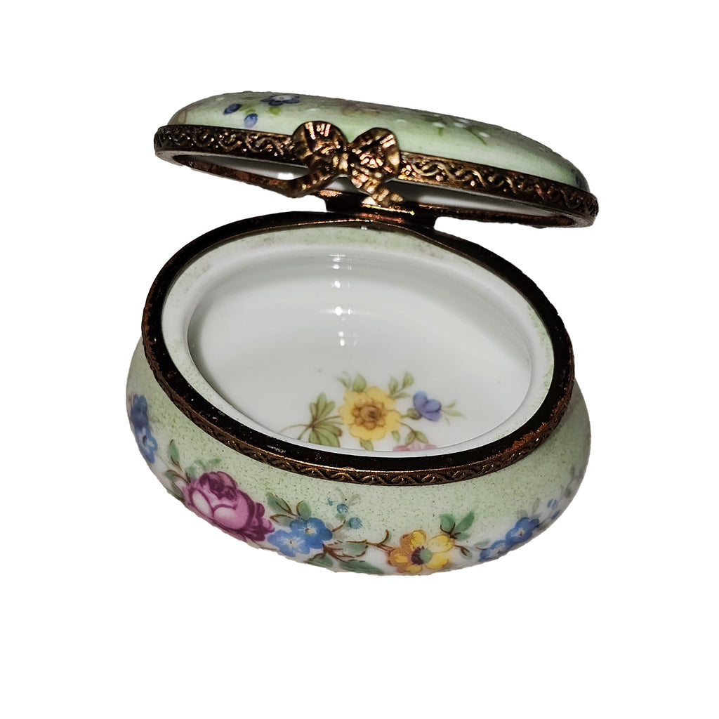 Light Green w Flowers Oval, view 2