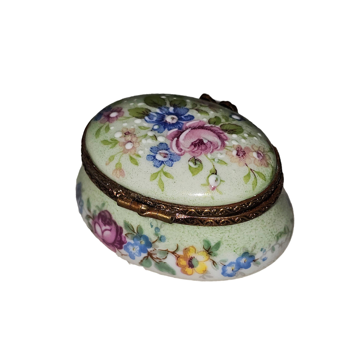 Light Green w Flowers Oval, view 3