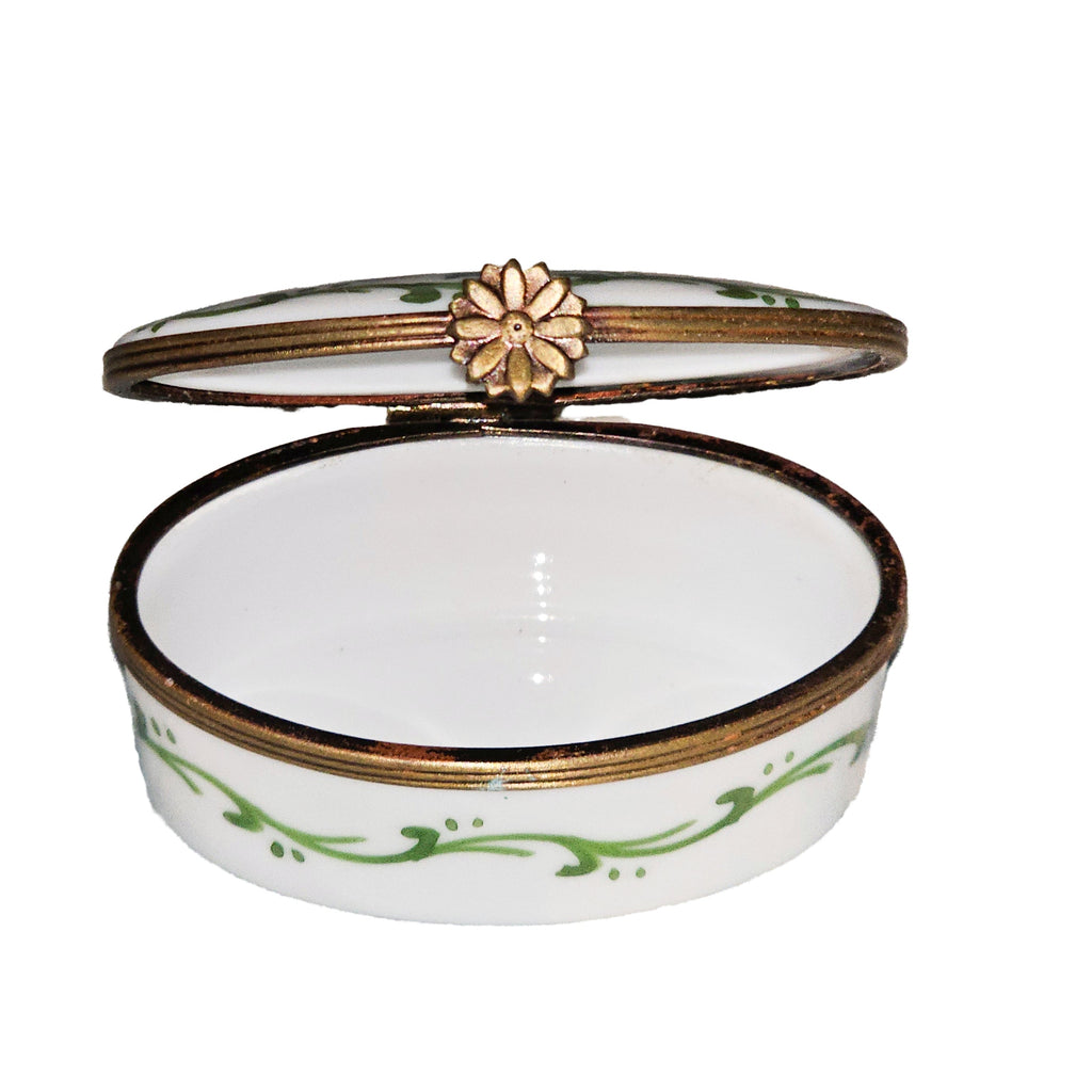 Light Pink Flowers on Oval Limoges Box, view 2