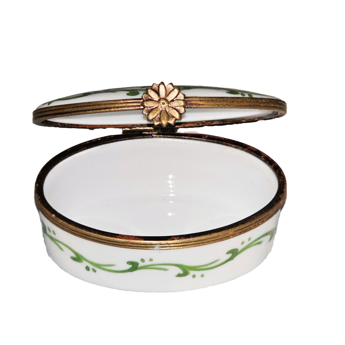 Light Pink Flowers on Oval Limoges Box, view 2