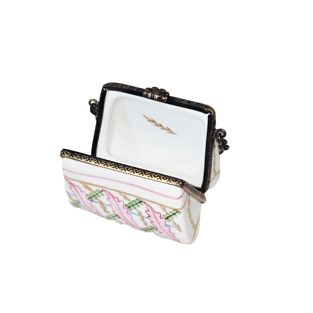 Light Pink Green Decorated Purse Limoges Box, view 3