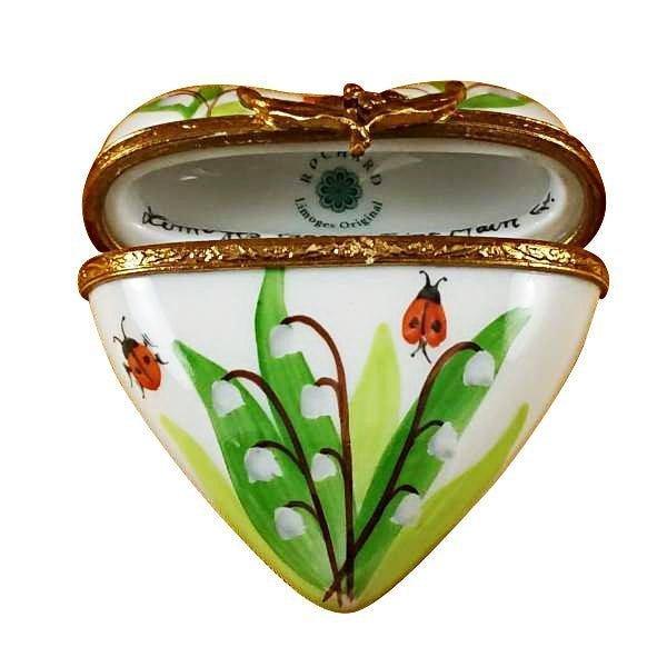 Lily of the Valley Heart Jewel My Love Limoges Porcelain Art Object, view 2