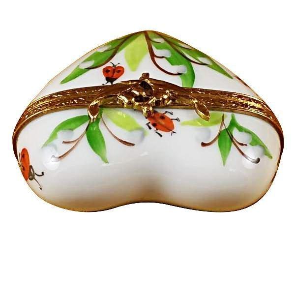 Lily of the Valley Heart Jewel My Love Limoges Porcelain Art Object, view 3