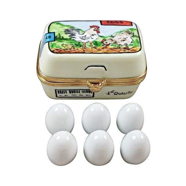 Limoges Porcelain Eggs in Carton Porcelain Art Object for Décor, a hand-painted Limoges porcelain gift