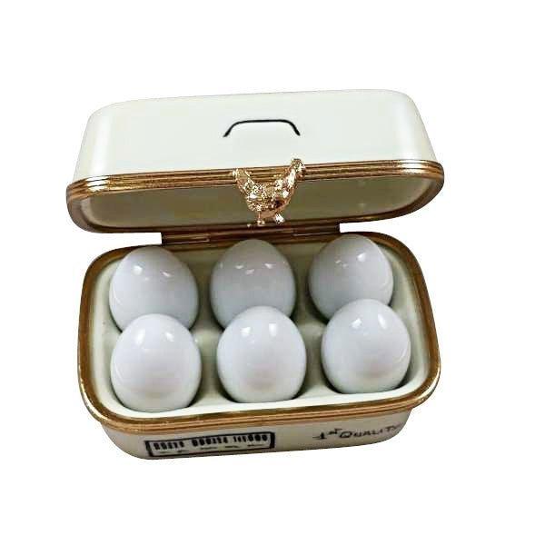 Limoges Porcelain Eggs in Carton Porcelain Art Object for Décor, view 2