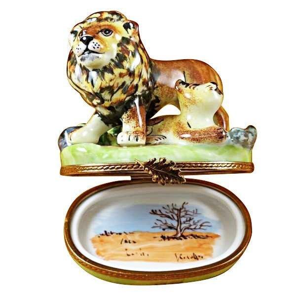 Lion with Baby Limoges Box for Collectors, view 2