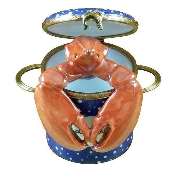 Lobster Pot Limoges Box for Coastal Collectors, a hand-painted Limoges porcelain gift
