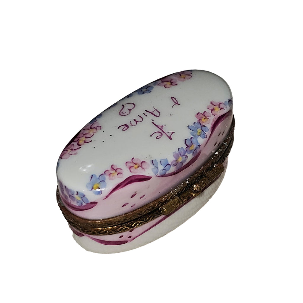 Je Aime Light Pink Oval Limoges Box, view 3