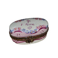 Je Aime Light Pink Oval Limoges Box, a hand-painted Limoges porcelain gift