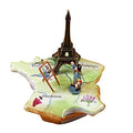 Map France Monet Eiffel Tower Limoges Box, a hand-painted Limoges porcelain gift