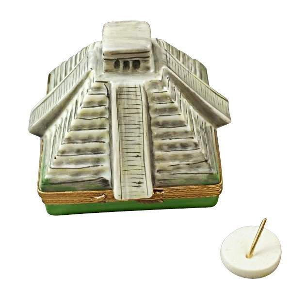 Mayan Pyramid Removable Sundial Limoges Box Collectible, a hand-painted Limoges porcelain gift