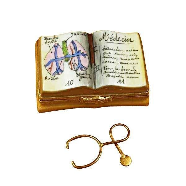 Medicine Book Limoges Box for Healthcare Professionals, a hand-painted Limoges porcelain gift