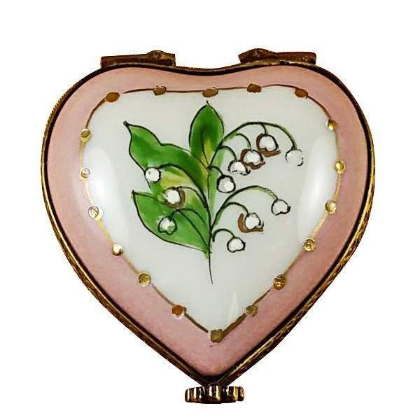 Mini Heart Lily of the Valley Limoges Porcelain Art Object Gift, view 3