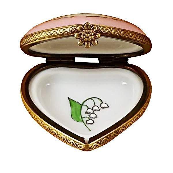 Mini Heart Lily of the Valley Limoges Porcelain Art Object Gift, view 2