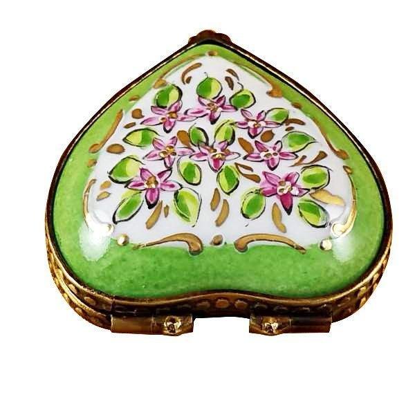 Mini Heart Roses on Green Base Limoges Porcelain Art Object, view 3