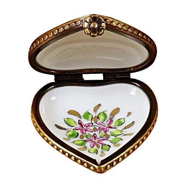 Mini Heart Roses on Green Base Limoges Porcelain Art Object, view 2