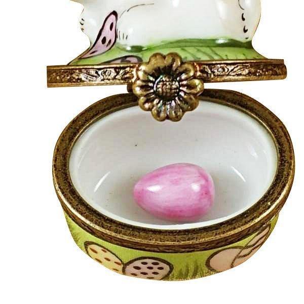 Mini Rabbit with Easter Eggs Limoges Porcelain Art Object, view 2