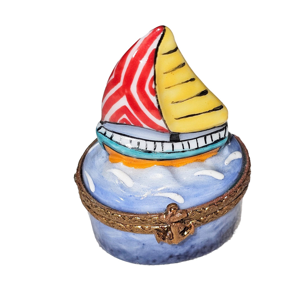 Mini Sailboat Its PV But They Forgot to Sign Gift Box, a hand-painted Limoges porcelain gift