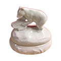 White Bear Limoges Box No Hinge - white Limoges porcelain box with no hinge, made in France