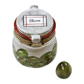 Olives in Jar with Removable Olive, a hand-painted Limoges porcelain gift